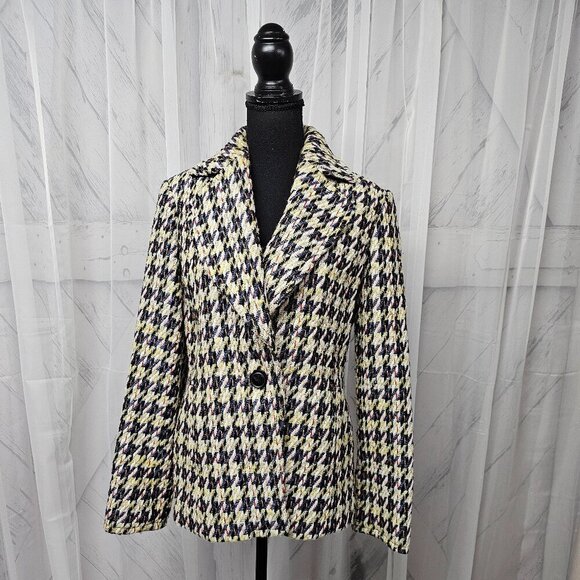 Etcetera Jackets & Blazers - Etcetera Blue Multicolor Tweed Herringbone Single Breasted Blazer Size 4